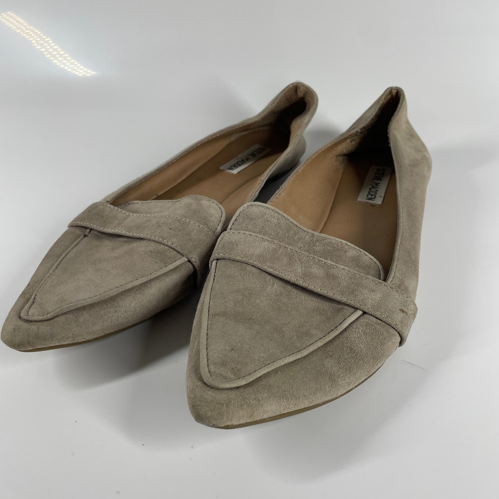 Steve Madden Jaina Taupe Suede Pointed Toe Loafers Flats Size 10 M